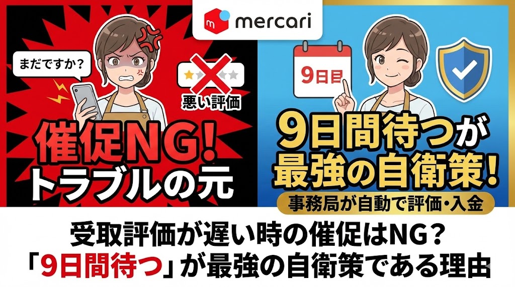 メルカリ受取評価が遅い時の催促はNG?「9日間待つ」が最強の自衛策である理由