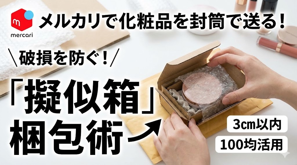 メルカリで化粧品を封筒で送る！破損を防ぐ「擬似箱」梱包術【3cm以内・100均活用】