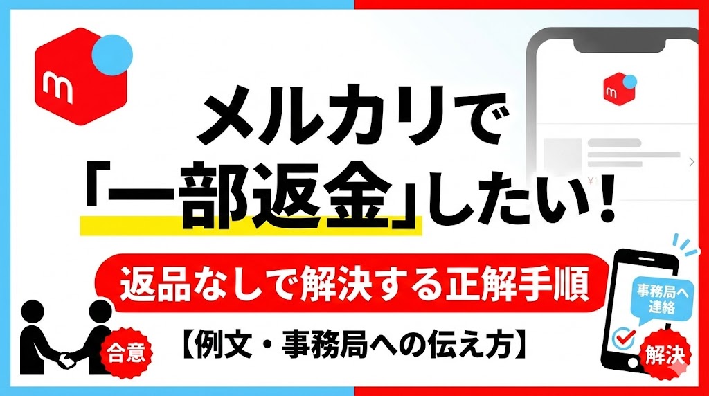 メルカリで「一部返金」したい！返品なしで解決する正解手順【例文・事務局への伝え方】